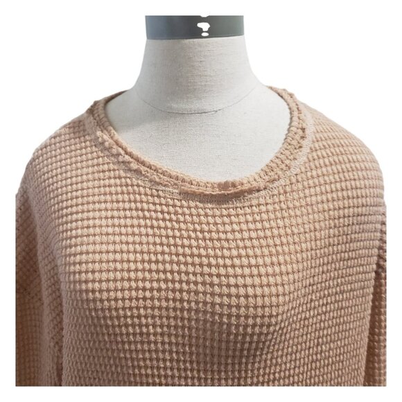 CT1942 Tan Ladies Waffle Pattern Long Sleeve Blouse S - Picture 2 of 4